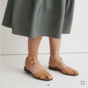 Madewell Ira Sandal Women's Size 8 Dried Straw Leather Ankle Strap Timeless
